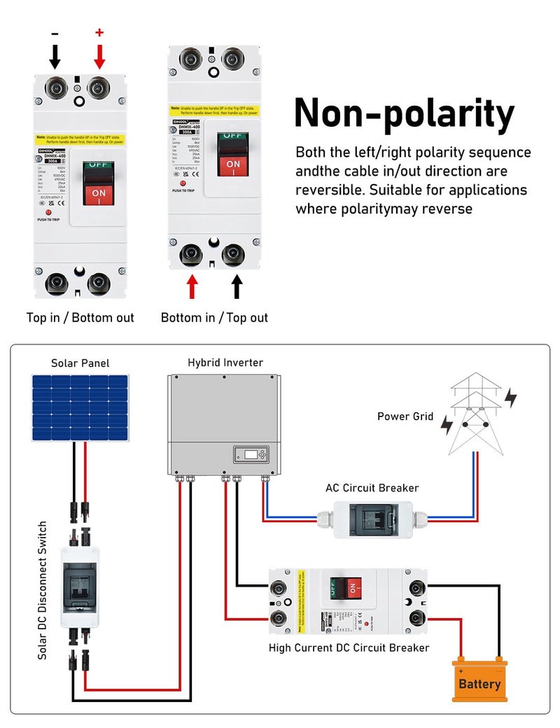 DIHOOL Heavy Duty Battery Disconnect Switch, 300 Amp DC Circuit Breaker for Main Power Station Solar System, UPS - Image 4